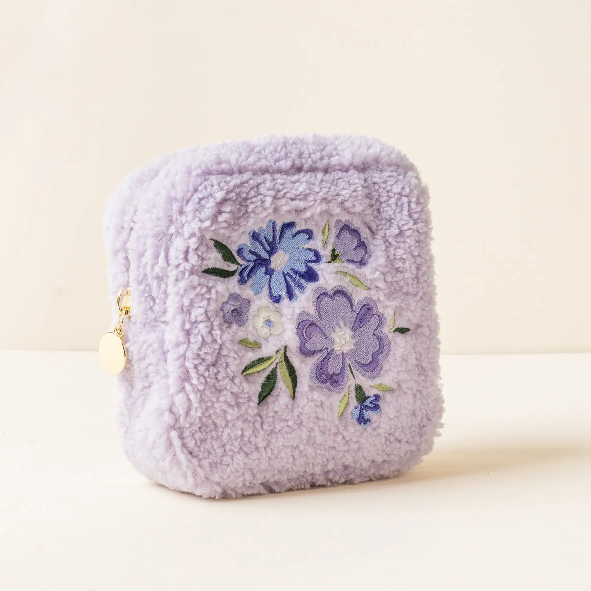 Square Teddy Pouch - Floral Lilac