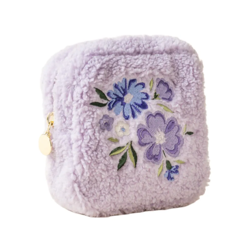 Square Teddy Pouch - Floral Lilac