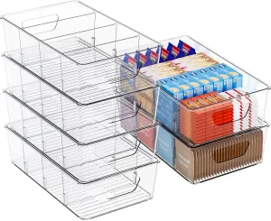 Stackable 6 Pack Snack Organizer for Pantry Shelf,Clear Pantry Organizers and Storage Bins for Fridge,Office,Cupboard,Plastic Pantry Snack Organizer For Breast Milk,Tea Bag,Food Storage Containers