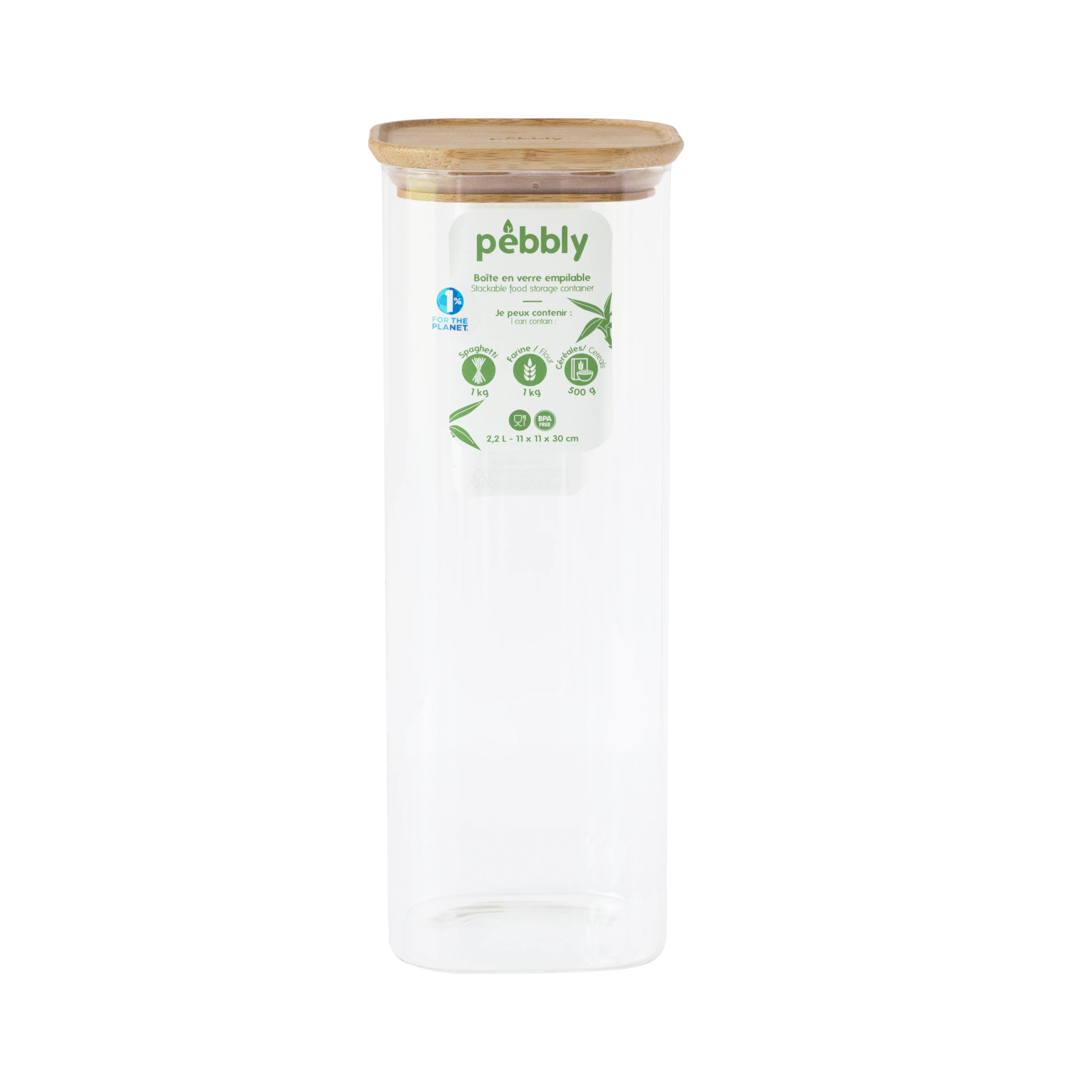 Stackable Glass Container with Bamboo Lid