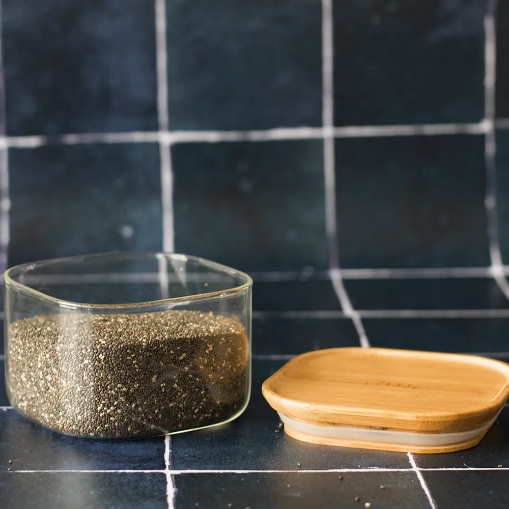 Stackable Glass Container with Bamboo Lid