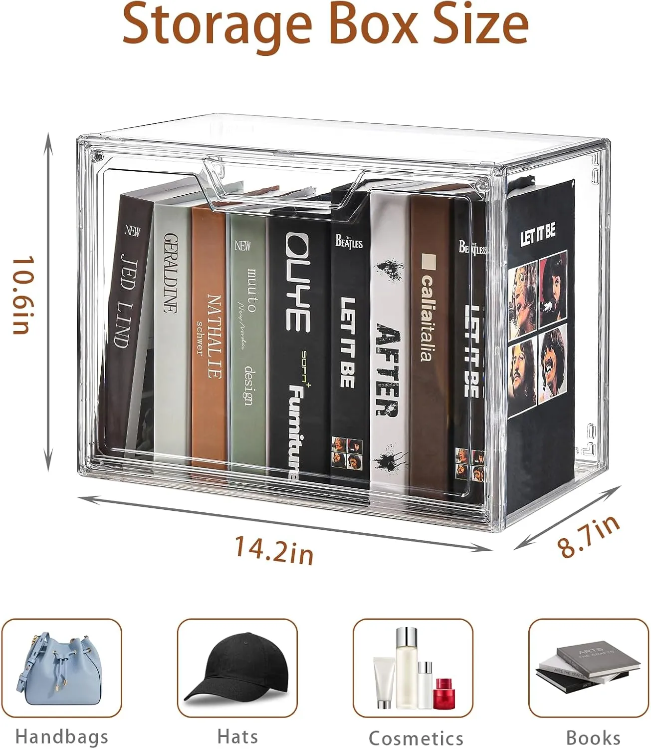 Stackable Storage Bins, Clear Acrylic Display Case, 9-Pack Acrylic Boxes with Lids, Clear Storage Containers Storage for Handbags, Collectibles & Figures