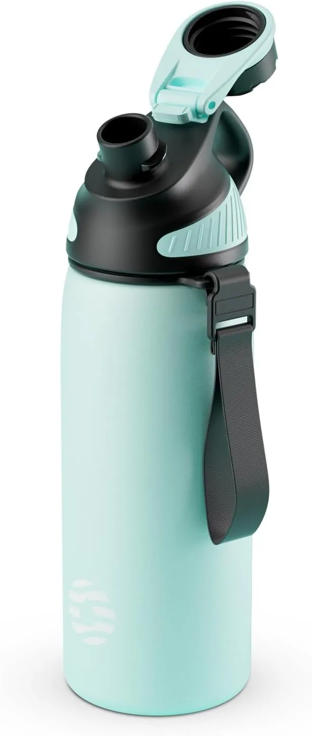 Stainless Steel Insulated Sports Water Bottle 20oz, BPA-Free, Double-Wall Vacuum, Magnetic Cap, No Straw, Cup Brush Included - Ideal Thermos for School, Fitness, and Outdoor Activities