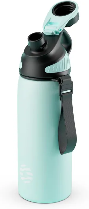 Stainless Steel Insulated Sports Water Bottle 20oz, BPA-Free, Double-Wall Vacuum, Magnetic Cap, No Straw, Cup Brush Included - Ideal Thermos for School, Fitness, and Outdoor Activities