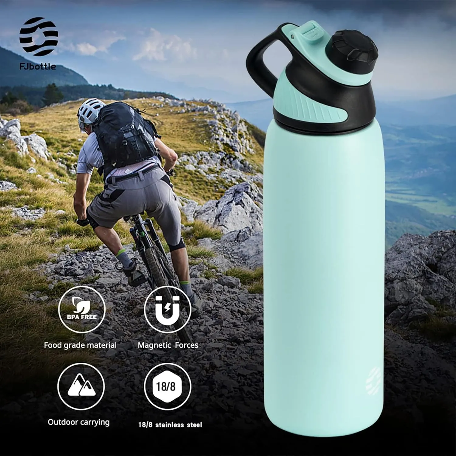 Stainless Steel Insulated Sports Water Bottle 20oz, BPA-Free, Double-Wall Vacuum, Magnetic Cap, No Straw, Cup Brush Included - Ideal Thermos for School, Fitness, and Outdoor Activities