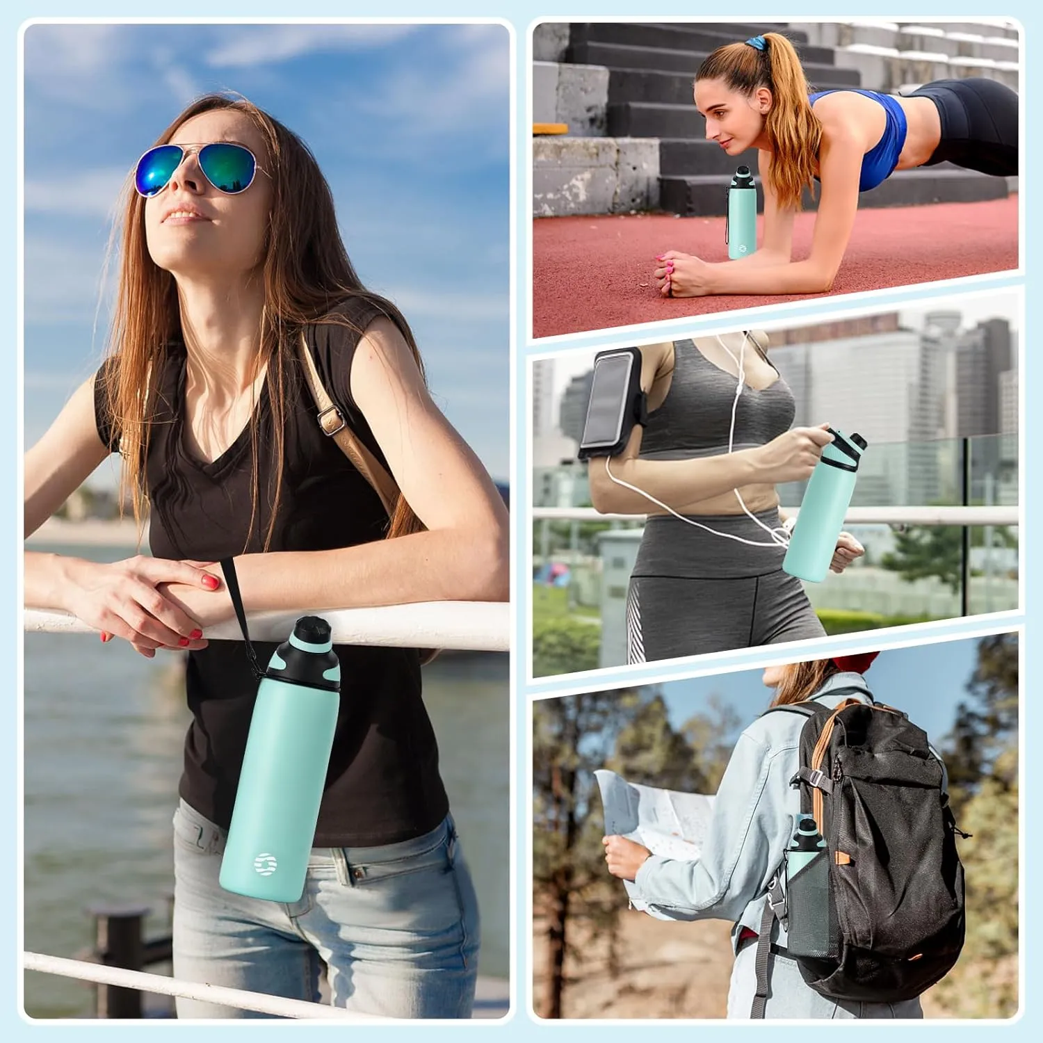 Stainless Steel Insulated Sports Water Bottle 20oz, BPA-Free, Double-Wall Vacuum, Magnetic Cap, No Straw, Cup Brush Included - Ideal Thermos for School, Fitness, and Outdoor Activities