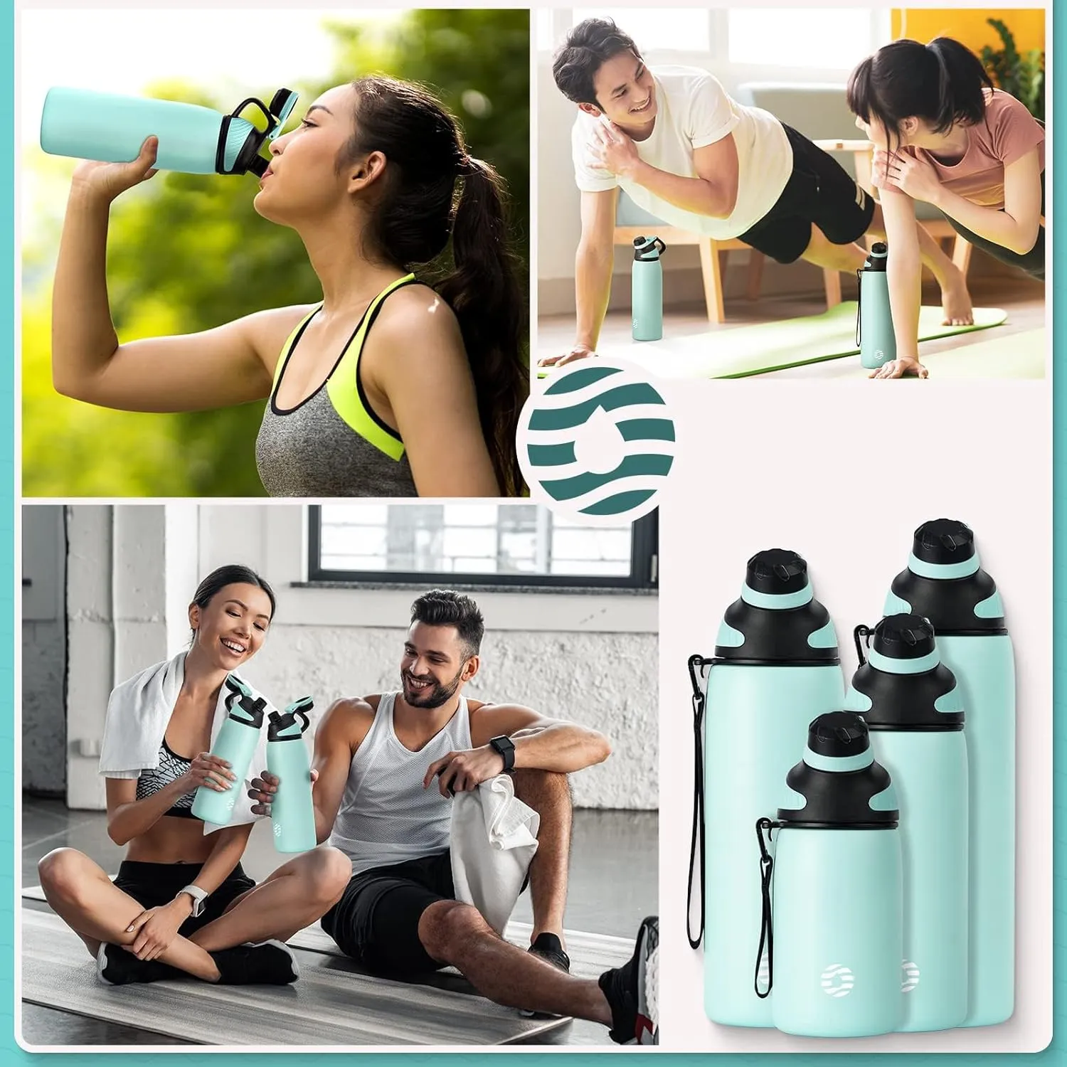 Stainless Steel Insulated Sports Water Bottle 20oz, BPA-Free, Double-Wall Vacuum, Magnetic Cap, No Straw, Cup Brush Included - Ideal Thermos for School, Fitness, and Outdoor Activities