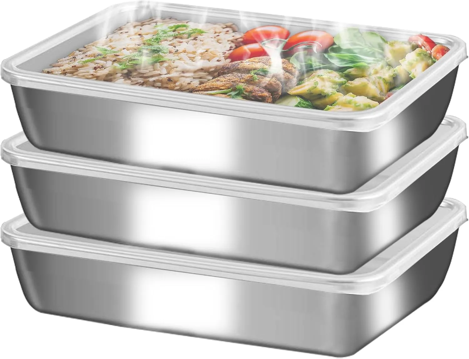 Stainless Steel Lunch Box 6-Pack,Stackable Snack Storage Boxes, Lid Food Container, Reusable Food Storage Container for Travel and Work, Dishwasher Safe, Freezer Safe