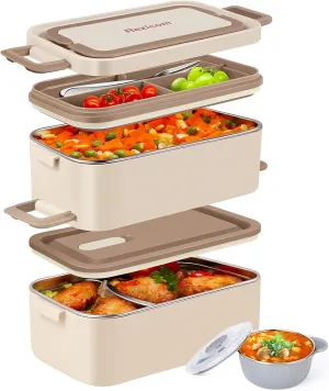 Stainless Steel Lunch Box for Kids and Adult, Two Layer 2 L Capacity Leak-Proof Bento Box for Kids, Lunch Containers for Women School Office with Stainless Steel Soup Bowl Spoon and Fork