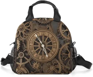 Steampunk Gears Clock Insulated Lunch Bag Portable Lunch Box Tote Cooler Bags Lunchbox For Travel Picnic Work