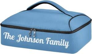 Steel Blue Custom Casserole Carrier Bag for Hot&Cold Food Personalized Insulated Food Dish Bag Tote for Beach Camping