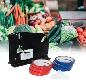 Steel Tape Bag Sealer with Bag Trimmer, 6 Rolls of Tape Bag, Bag Sealing Taper Dispenser for Ground Meat, Ground Meat Packaging System, Heavy Duty Tape Bag Sealer Machine for Fruit, Greens, Bread