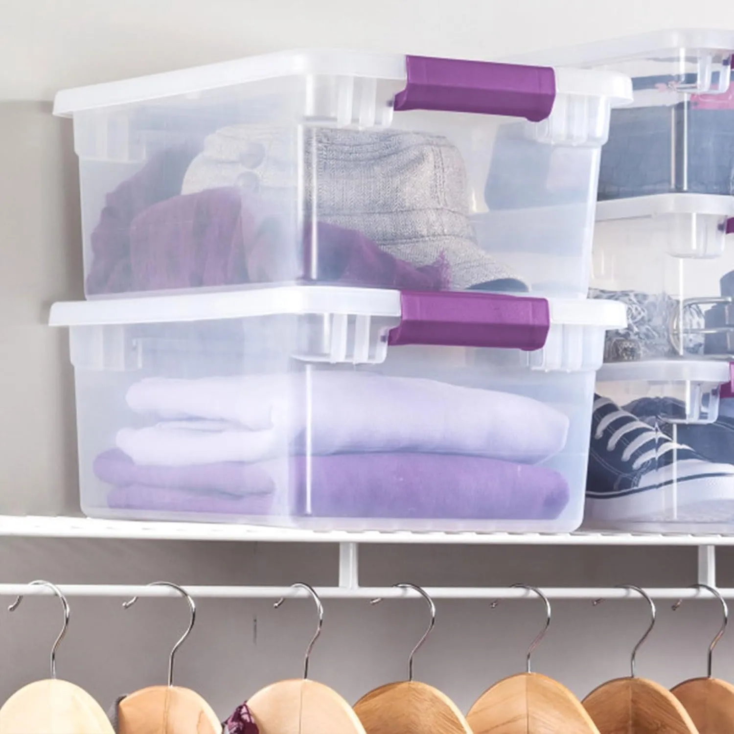 Sterilite 12-Pack ClearView Latch Box, Stackable Storage Organizer Bins for Home, 15 Quart