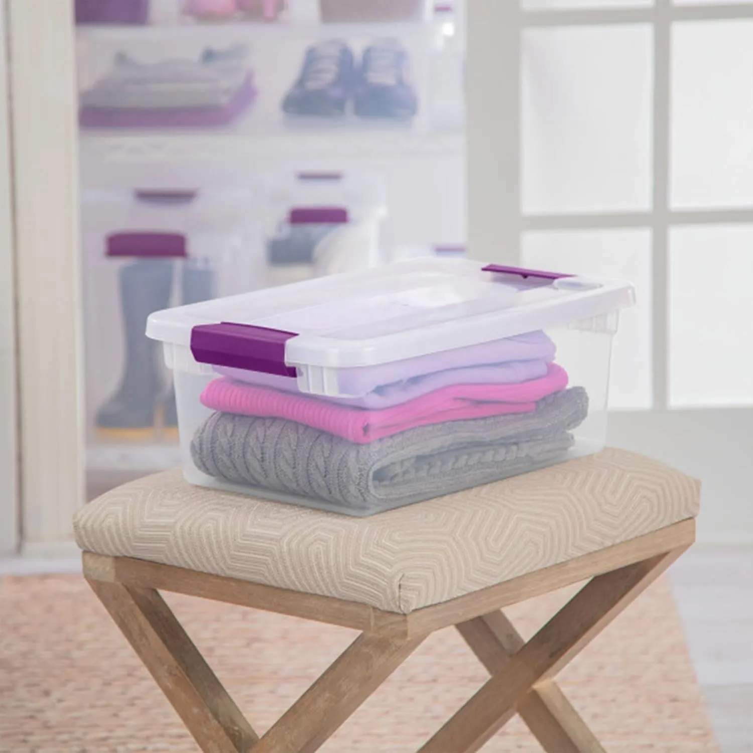 Sterilite 12-Pack ClearView Latch Box, Stackable Storage Organizer Bins for Home, 15 Quart