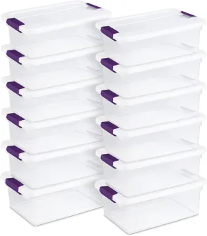 Sterilite 12-Pack ClearView Latch Box, Stackable Storage Organizer Bins for Home, 15 Quart