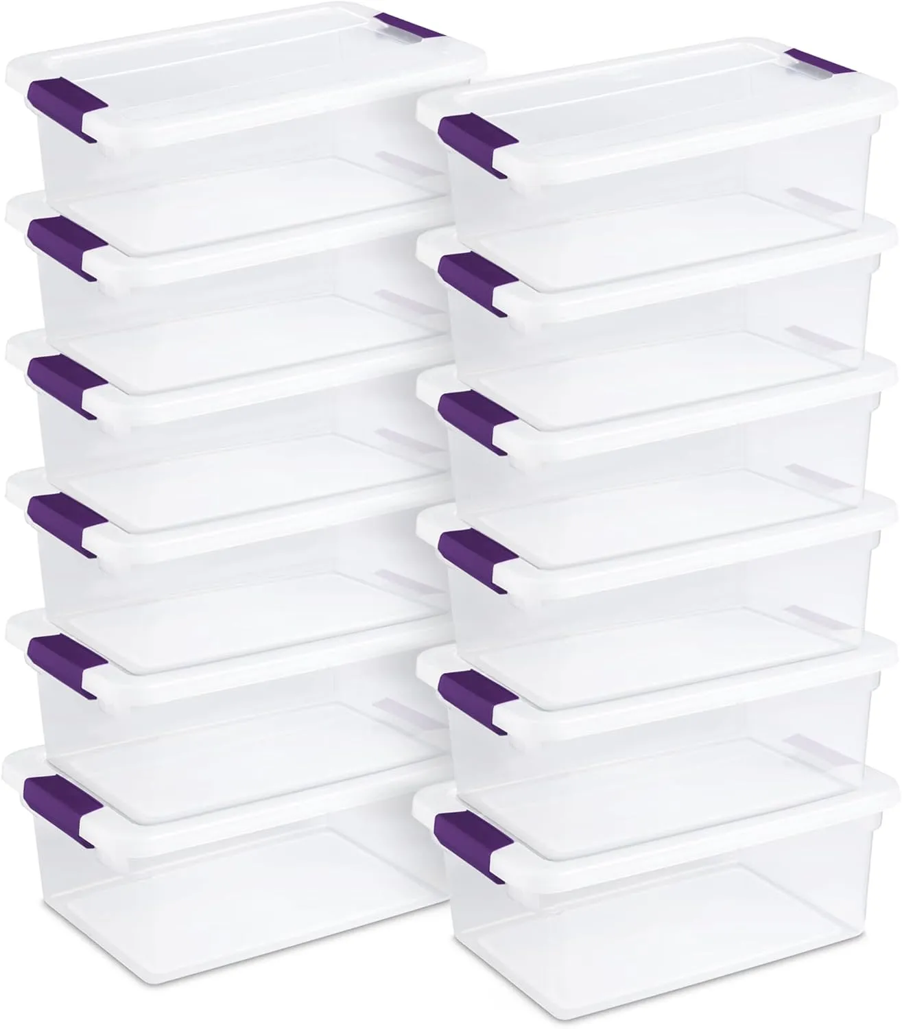Sterilite 12-Pack ClearView Latch Box, Stackable Storage Organizer Bins for Home, 15 Quart