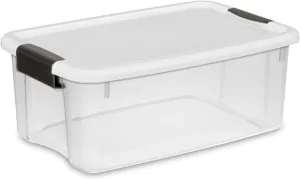 Sterilite 18-Pack Ultra Latching Box, Storage Bins with Lids, Clear Plastic, 18 Quart - Heavy-Duty Organizing Containers for Closet, Bathroom, and Office