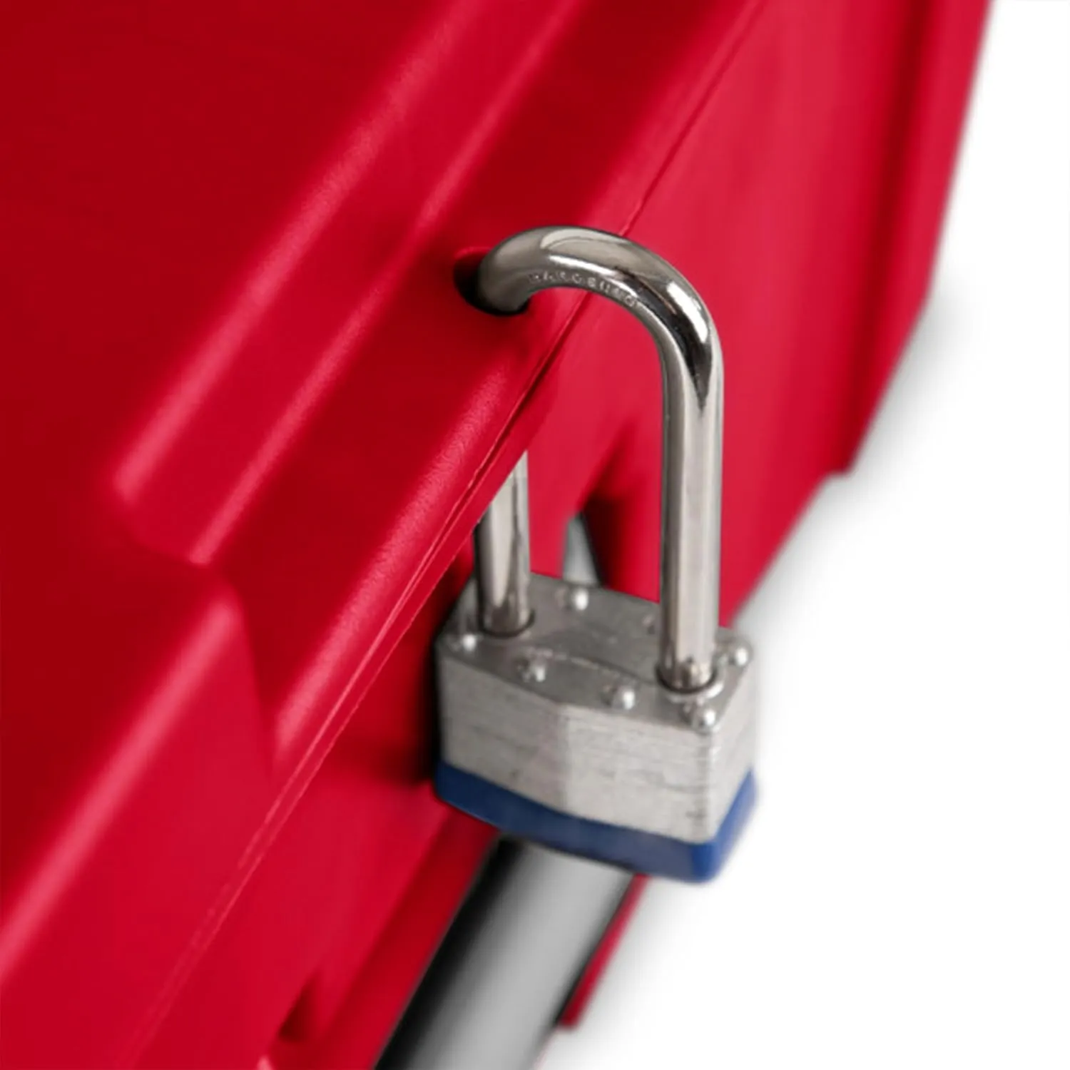 Sterilite 3 Pack Wheeled Footlocker, Lockable Plastic Utility Storage Container, Red