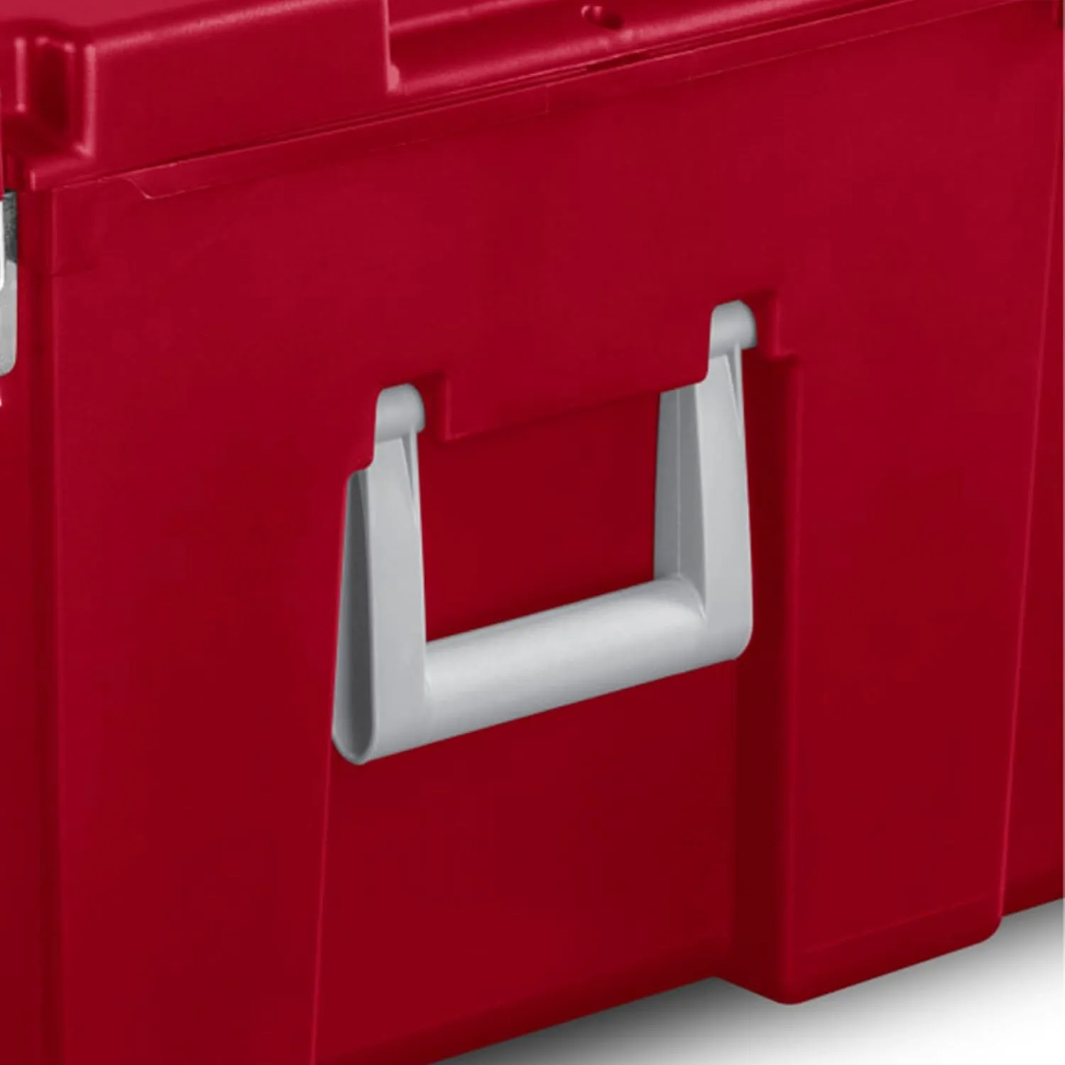 Sterilite 3 Pack Wheeled Footlocker, Lockable Plastic Utility Storage Container, Red