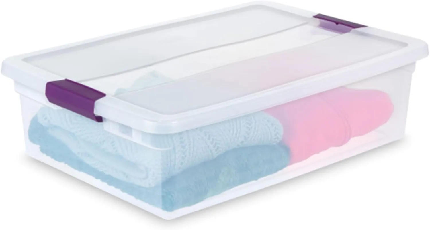 Sterilite 6-Pack 32 Quart ClearView Latch Box, Stackable Organizer Bins with Latching Lids - Clear Plastic Organization Containers for Closet, Bedroom, Shelving Units and Everyday Home Storage