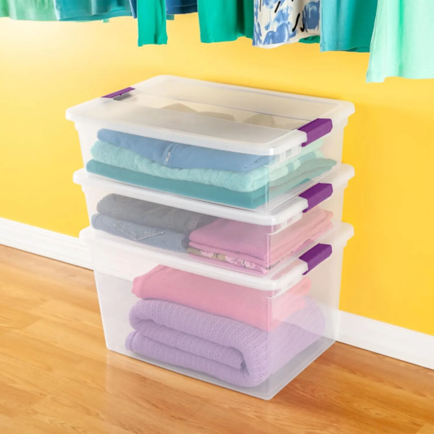 Sterilite 6-Pack 32 Quart ClearView Latch Box, Stackable Organizer Bins with Latching Lids - Clear Plastic Organization Containers for Closet, Bedroom, Shelving Units and Everyday Home Storage