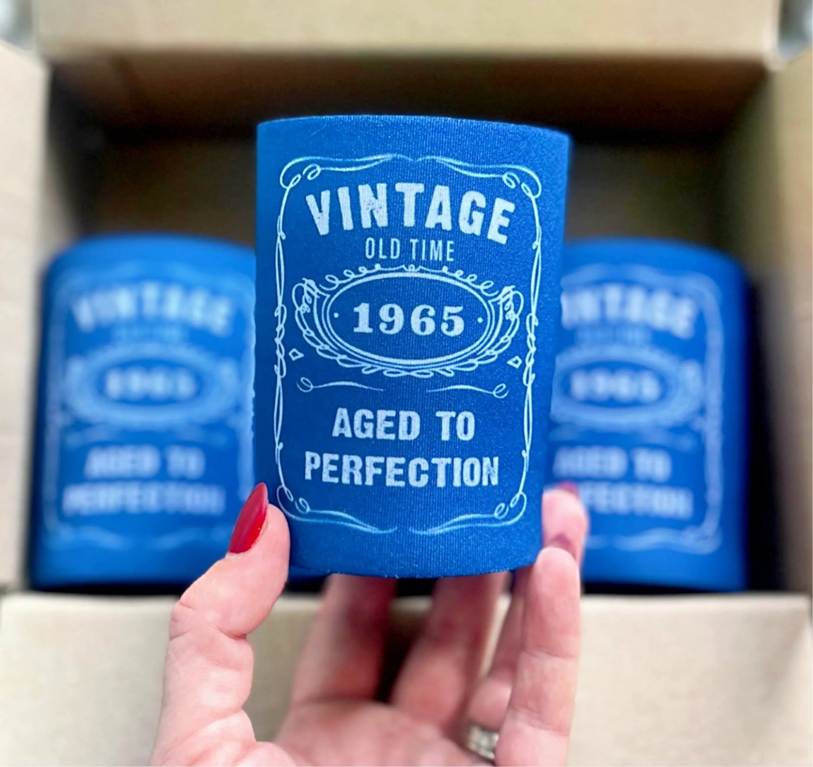Stubby Holder  - Vintage Style 2 Birthday years