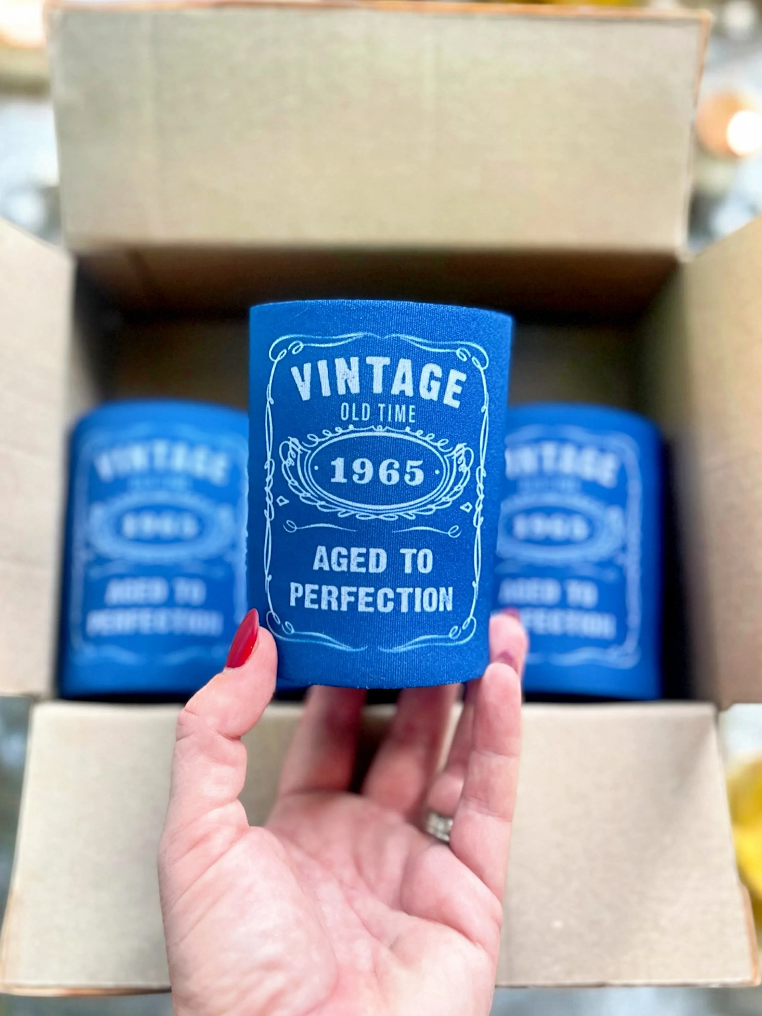Stubby Holder  - Vintage Style 2 Birthday years