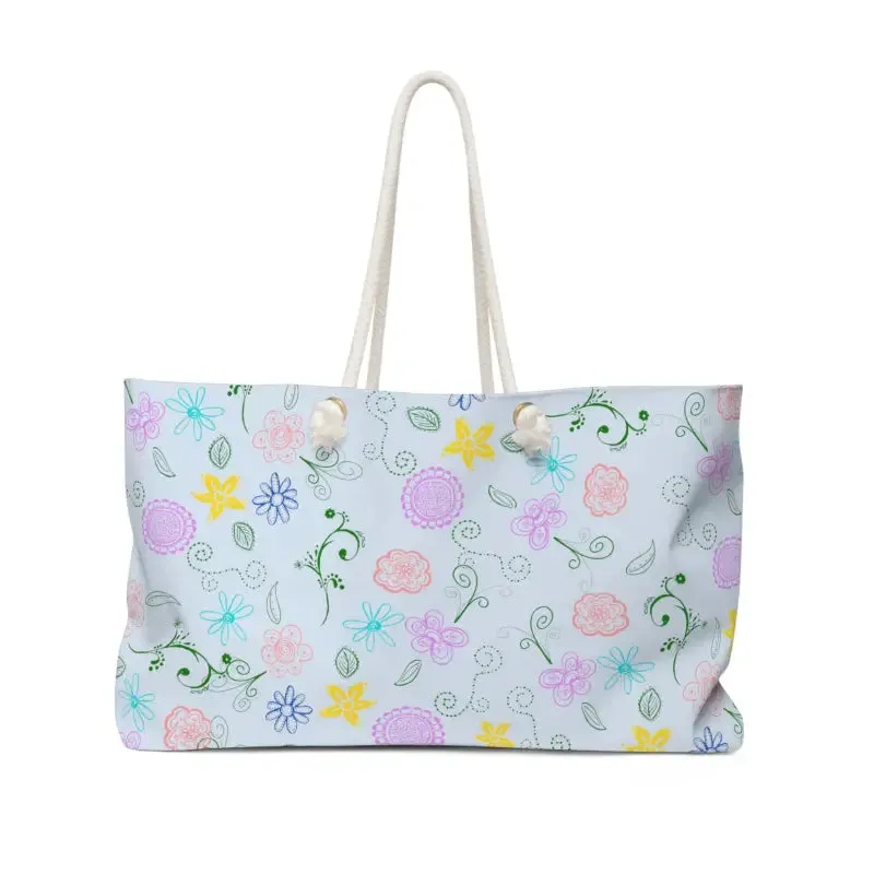 Stunning Blue Floral Polyester Weekender Bag