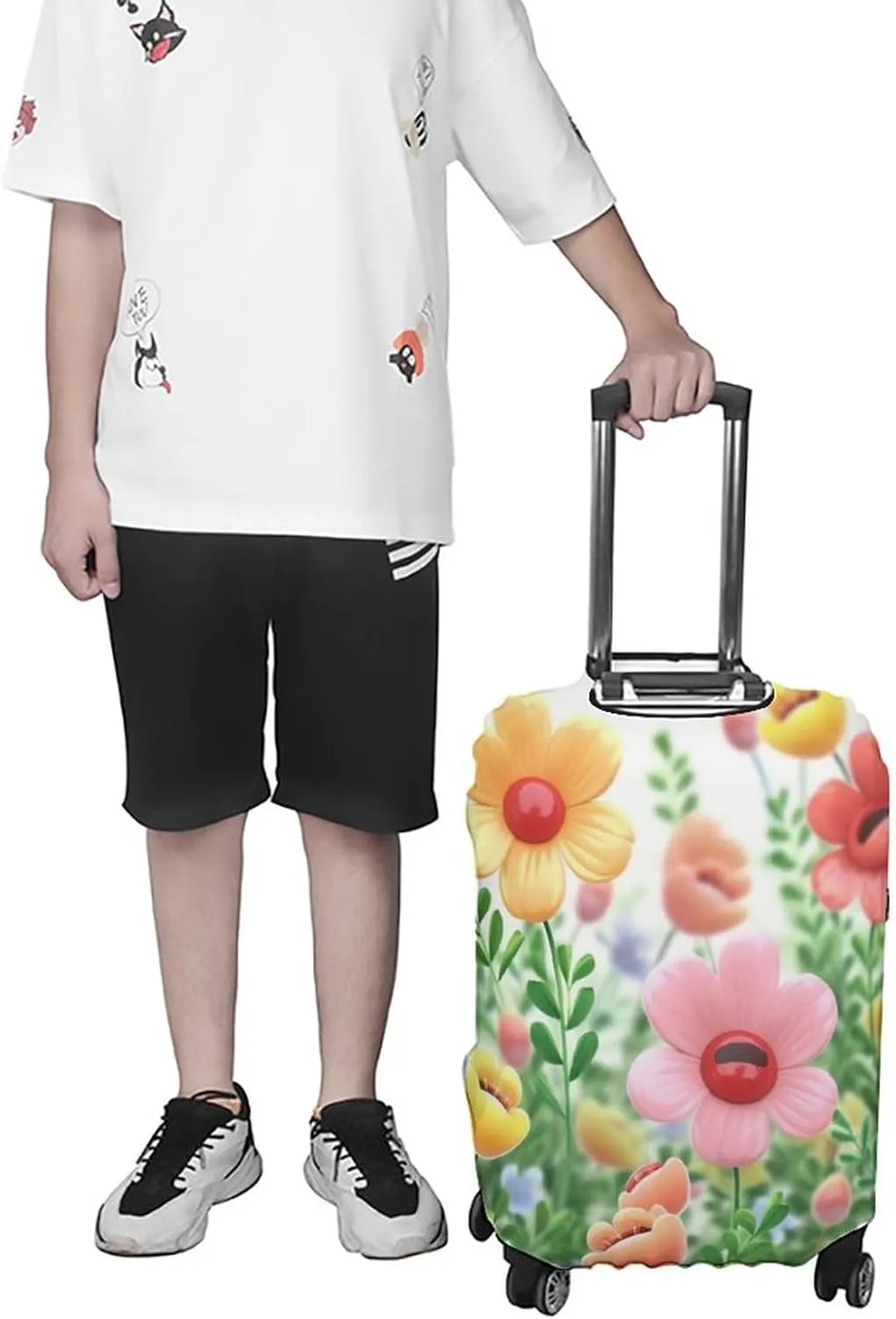 Suitcase Covers for Luggage Happy Flower Fashion Luggage Cover Washable Protector Waterproof Suitcase Cover Anti-scratch Travel Suitcases Covers Case for 19-32 Inch Luggages M