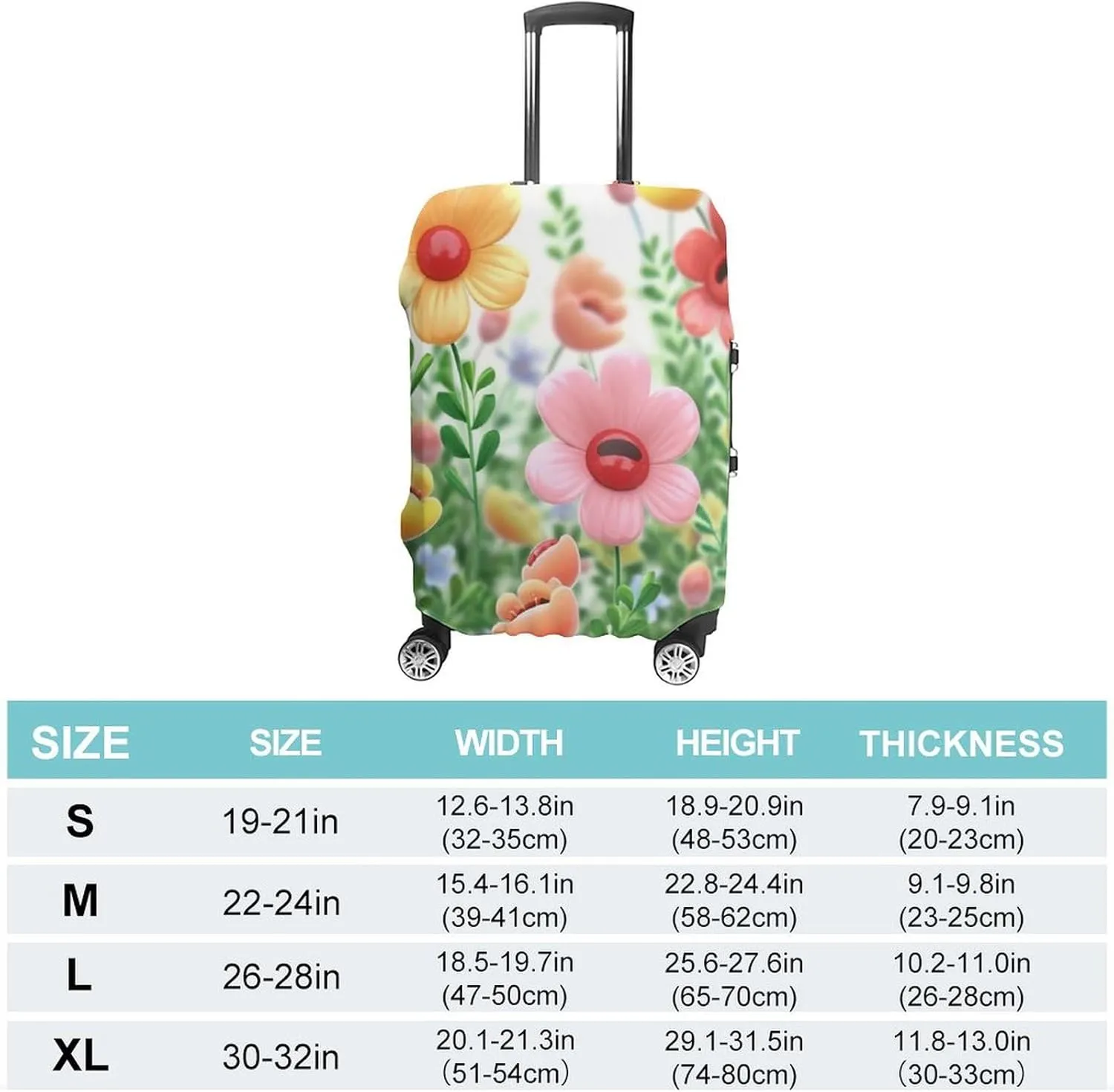 Suitcase Covers for Luggage Happy Flower Fashion Luggage Cover Washable Protector Waterproof Suitcase Cover Anti-scratch Travel Suitcases Covers Case for 19-32 Inch Luggages M