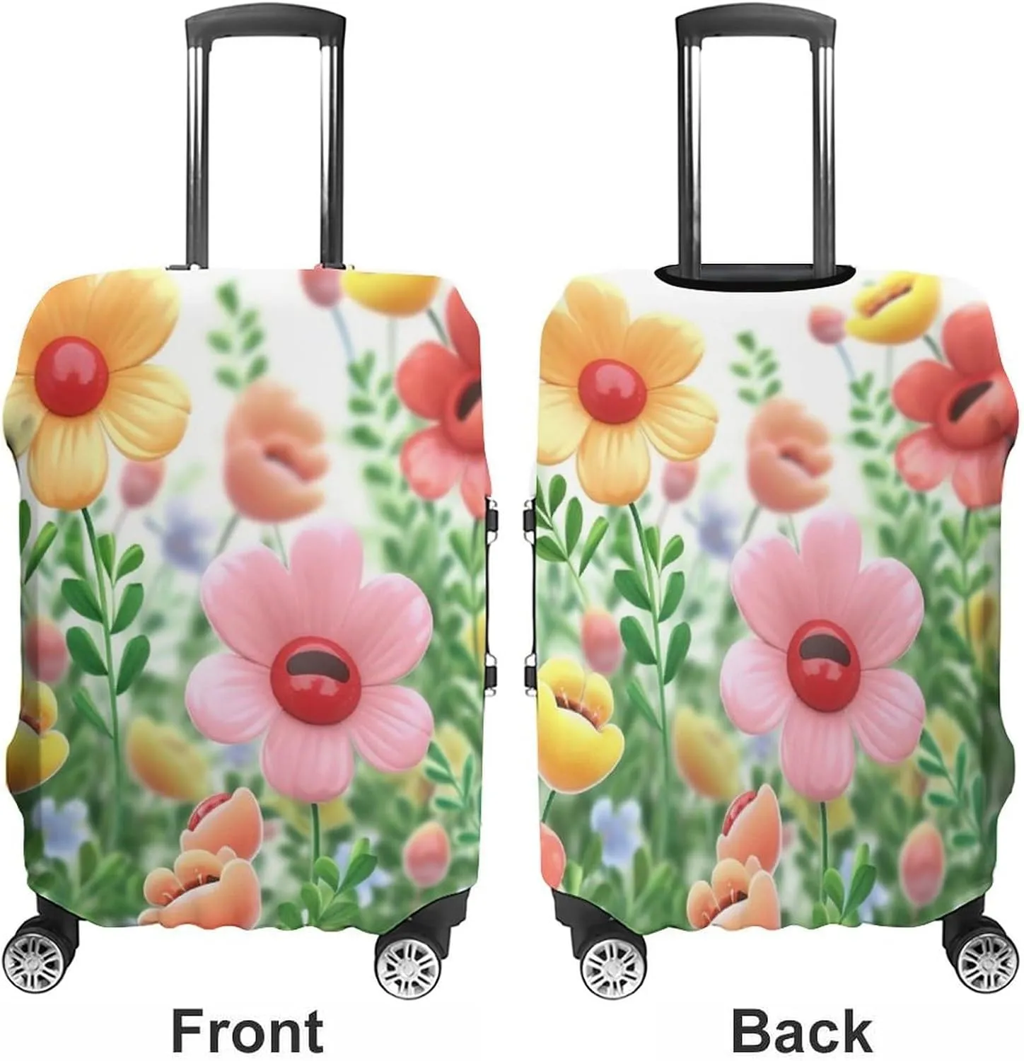 Suitcase Covers for Luggage Happy Flower Fashion Luggage Cover Washable Protector Waterproof Suitcase Cover Anti-scratch Travel Suitcases Covers Case for 19-32 Inch Luggages M