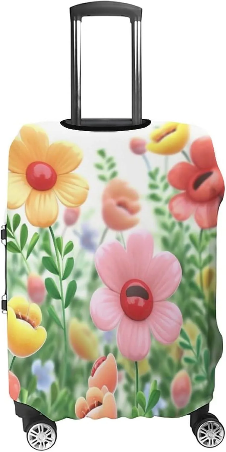 Suitcase Covers for Luggage Happy Flower Fashion Luggage Cover Washable Protector Waterproof Suitcase Cover Anti-scratch Travel Suitcases Covers Case for 19-32 Inch Luggages M