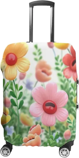 Suitcase Covers for Luggage Happy Flower Fashion Luggage Cover Washable Protector Waterproof Suitcase Cover Anti-scratch Travel Suitcases Covers Case for 19-32 Inch Luggages M