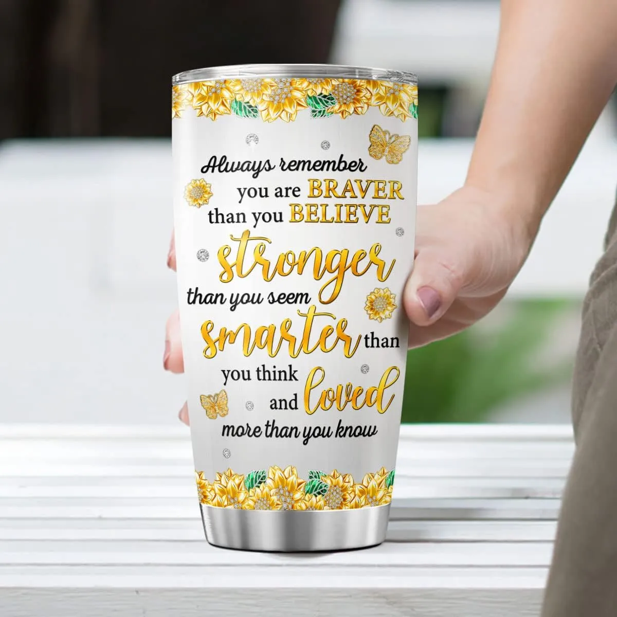 Sunflower Tumbler 20 Oz With Lid Flower Stainless Steel Insulated Theme Coffee Travel Floral Mug Cup Drinking Glasses For Girls Mother Daughter Women On Holiday Birthday