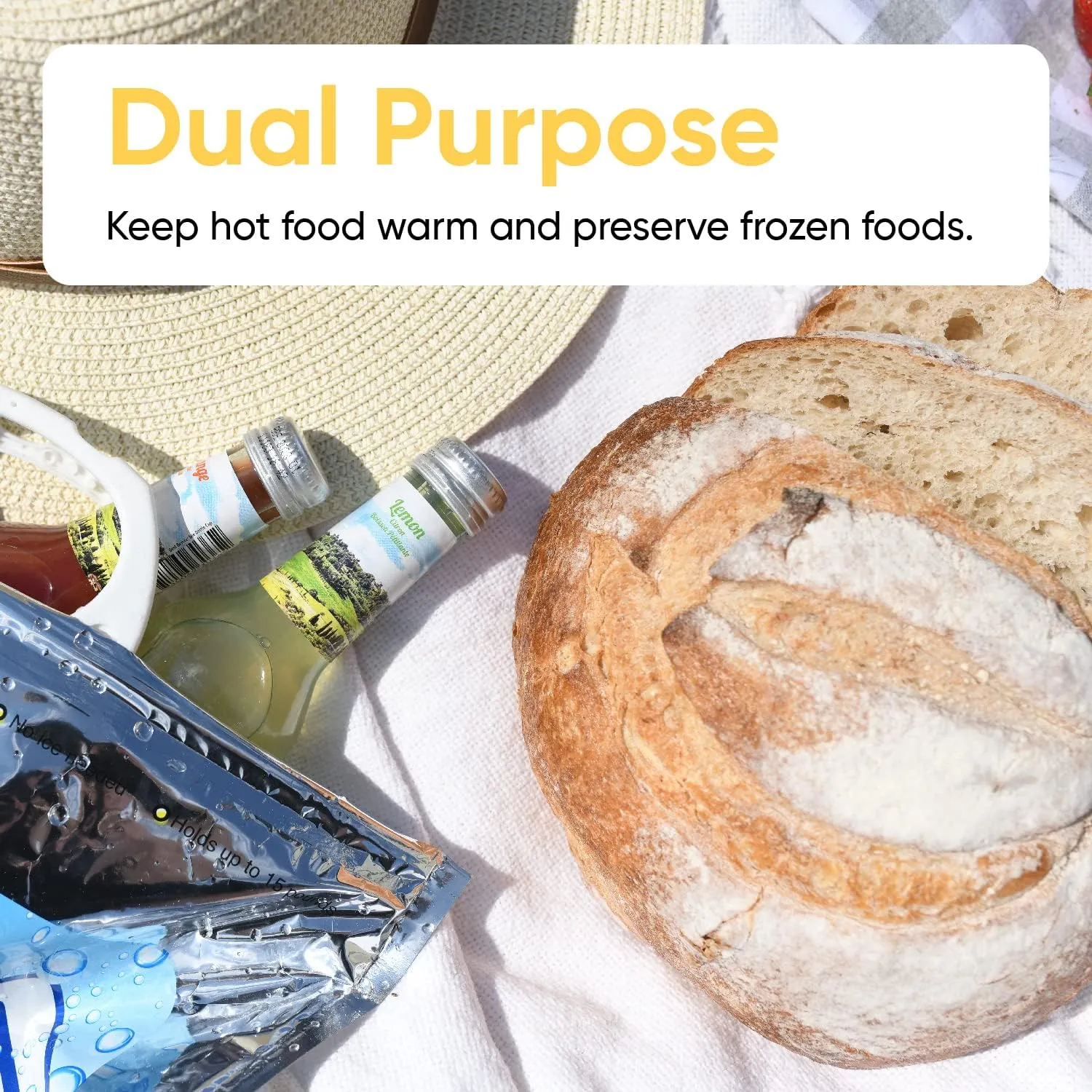 Superio Hot and Cold Insulated Bags for Food Delivery, Grocery Shopping Bags, Food Storage for Hot and Frozen Food for Travel, Disposable Cooler Bag, Reinforced Thermal Lunch Bag (3, 13"x7"x15.5")