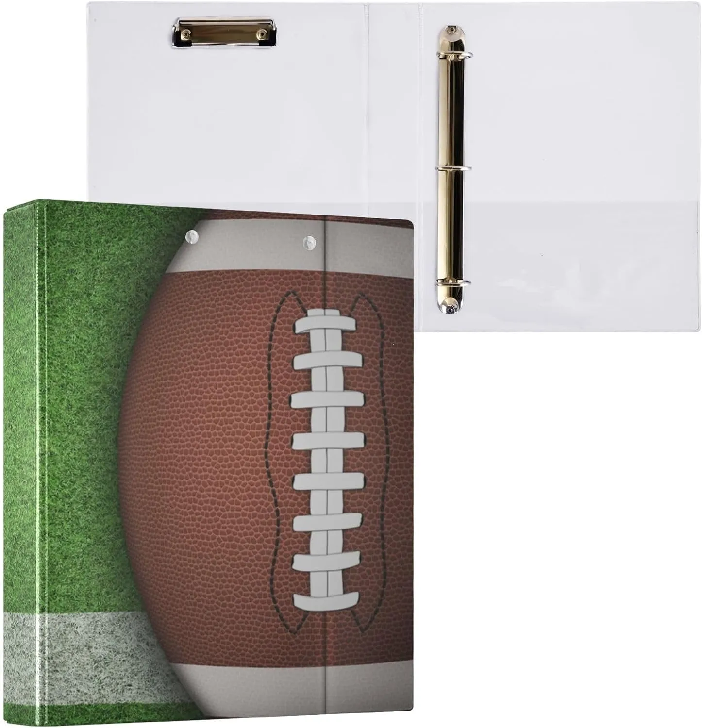 susiyo 1.5 Inch 3 Ring Binder with Clipboard, D Ring,Holds 200 Sheets,American Football Grassland Cute Clipboard Binders Decorative Binder for Women, Men, School,Office Supplies,2Pack