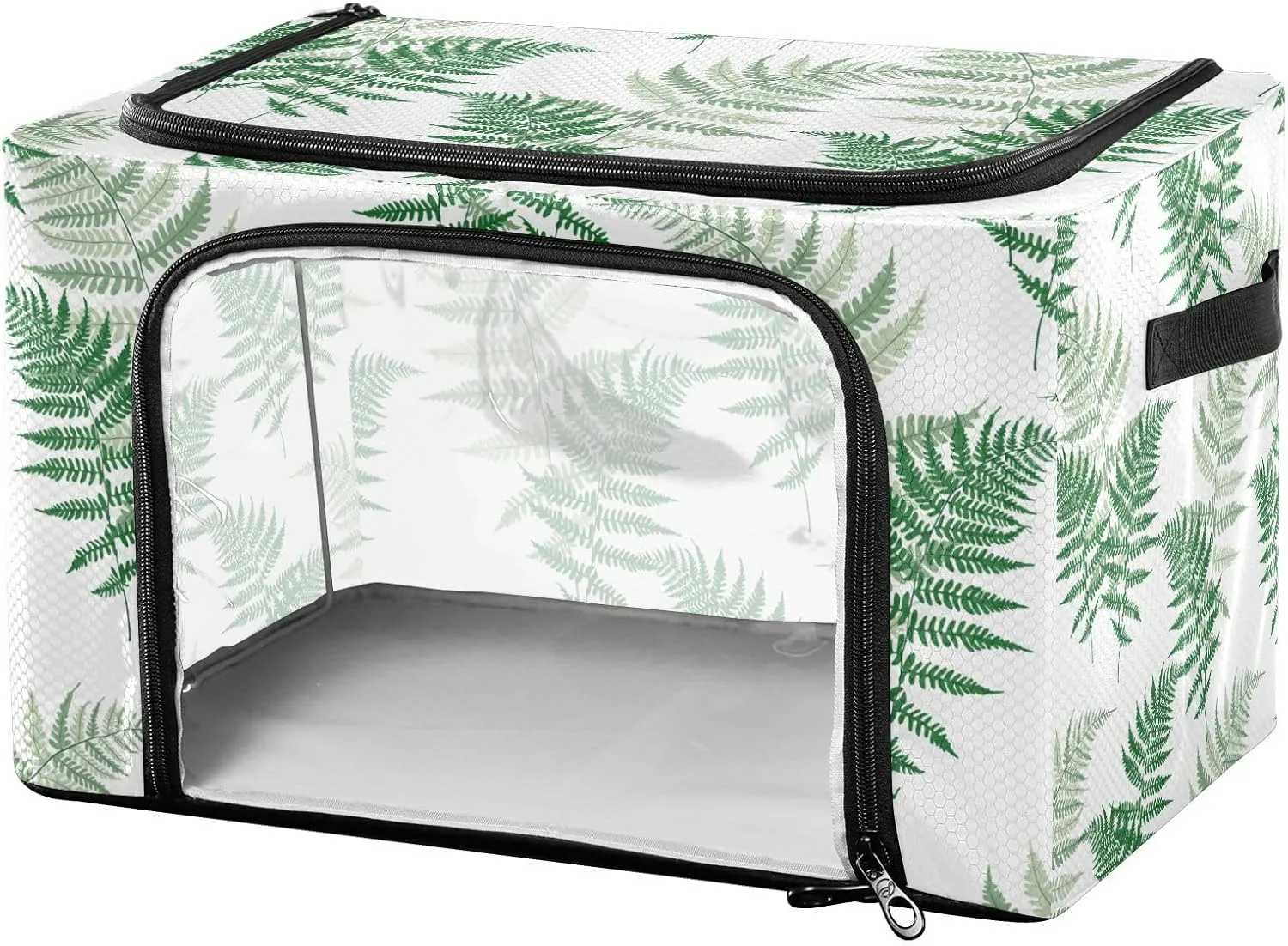 susiyo Clothes Storage Bags Fern Herb Plant Leaves Comforter Storage Bag Foldable Large Closet Blanket Bag with Clear Window