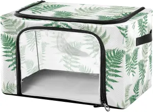 susiyo Clothes Storage Bags Fern Herb Plant Leaves Comforter Storage Bag Foldable Large Closet Blanket Bag with Clear Window