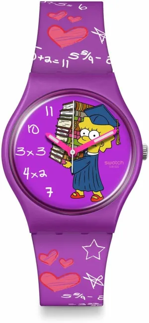 Swatch Casual Graduation Simpsons Watch Purple Quartz Bio-sourced Class ACT