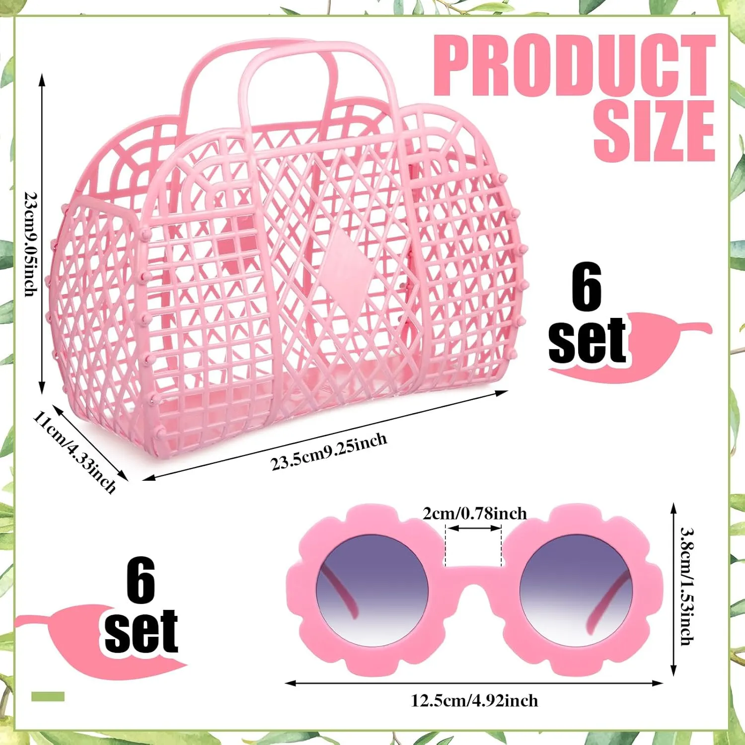 Sweetude 12 Pcs Jelly Bags with Sunglasses Jelly Purse Basket Reusable Tote Beach Handbags for Women Girls Kid