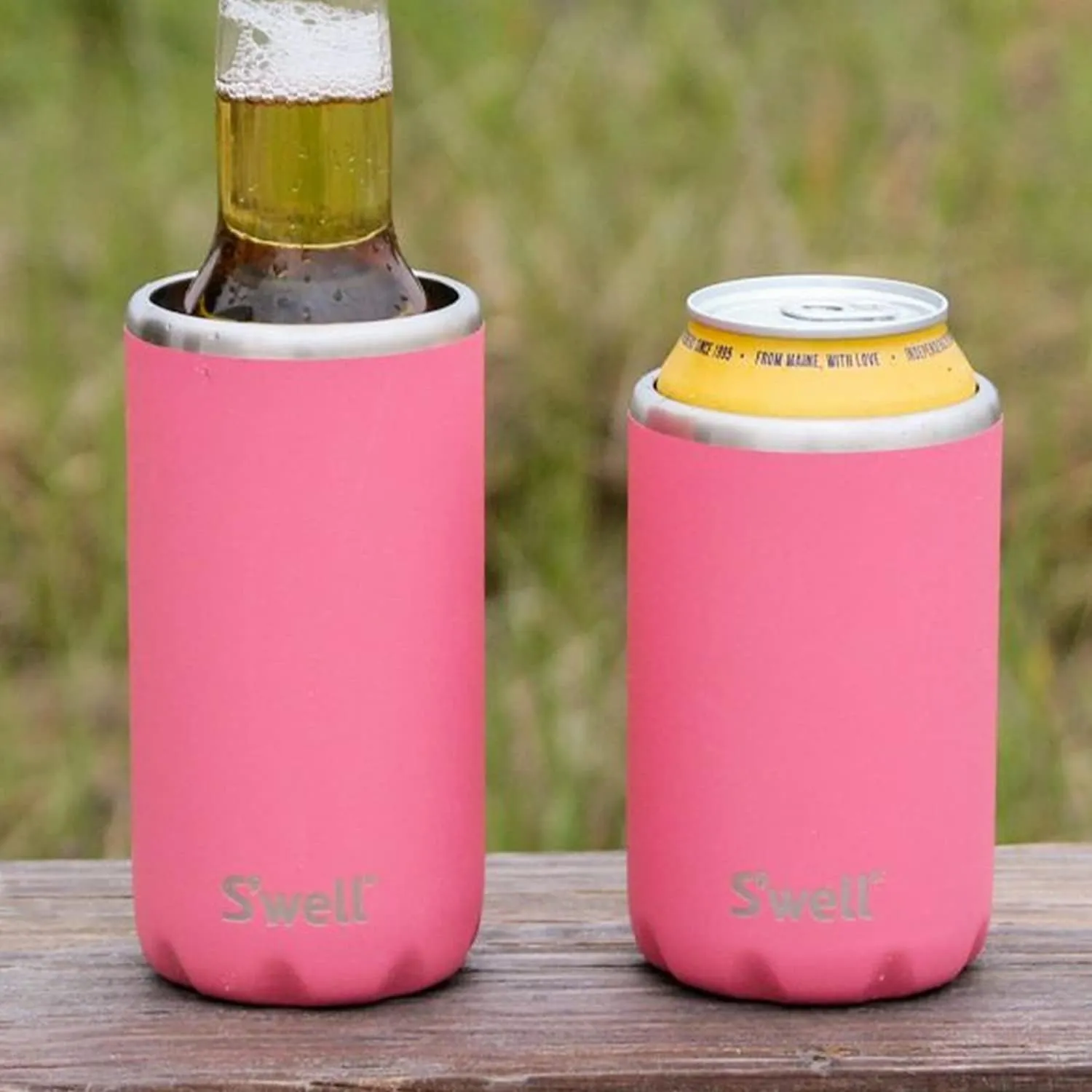 S'well Stainless Steel Chiller - Coral Reef - Fits 12oz Cans and Slim Bottles Triple-Layered Vacuum-Insulated Keeps Drinks Cool for Up to 6 Hours - Dishwasher-Safe BPA-Free for Travel
