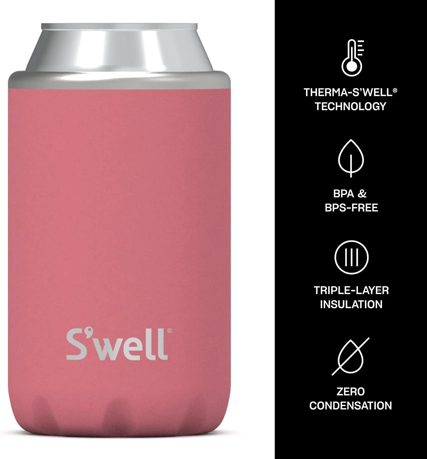 S'well Stainless Steel Chiller - Coral Reef - Fits 12oz Cans and Slim Bottles Triple-Layered Vacuum-Insulated Keeps Drinks Cool for Up to 6 Hours - Dishwasher-Safe BPA-Free for Travel