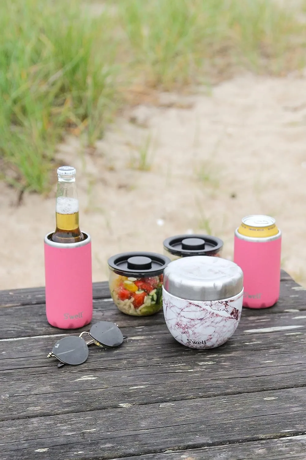S'well Stainless Steel Chiller - Coral Reef - Fits 12oz Cans and Slim Bottles Triple-Layered Vacuum-Insulated Keeps Drinks Cool for Up to 6 Hours - Dishwasher-Safe BPA-Free for Travel