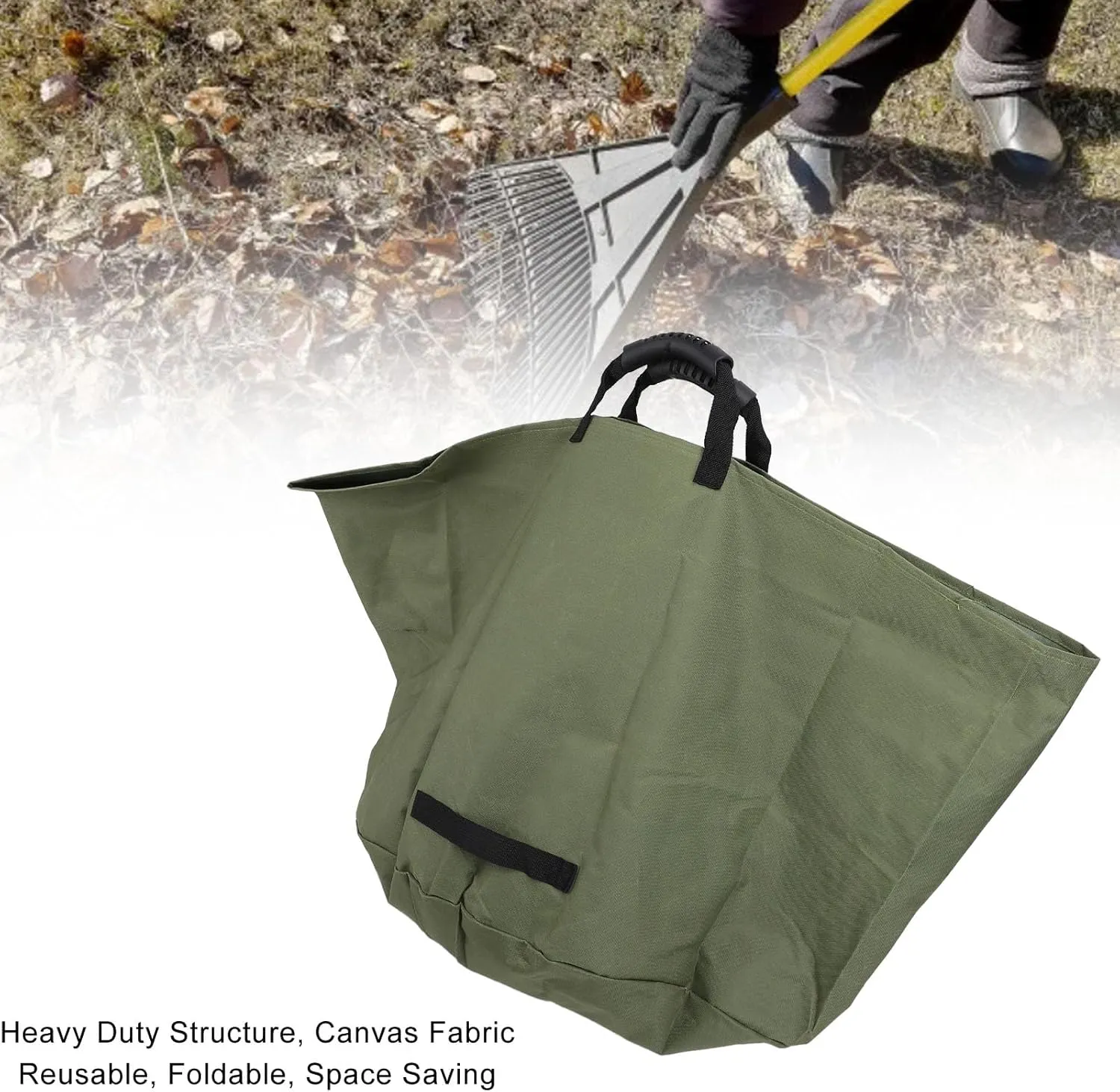 SYH&AQYE 33 Gallons Lawn Garden Bags, Reusable Yard Waste Bags, Collapsible Leaf Bags, Garden Waste Bags for Leaves Garden Up (OD Green)