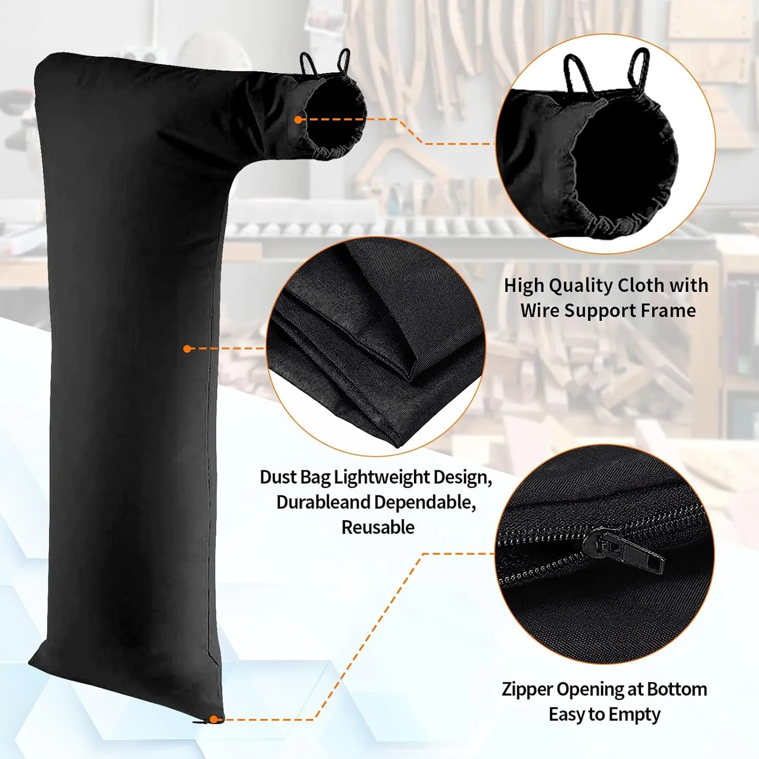 Table Saw Dust Collector Bag Compatible for Bosch/Dewalt/Ryobi/Porter Cable/Craftsman/RIGID/Metabo/Kobalt/Skilsaw/Delta (10" Tablesaws with 2.5" Dust Port)-2Pack