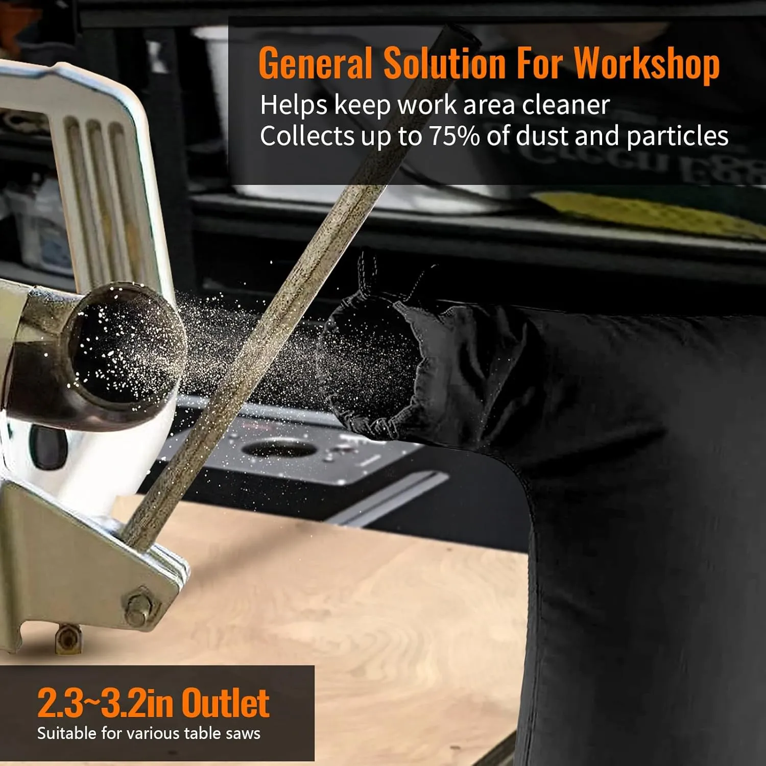 Table Saw Dust Collector Bag Compatible for Bosch/Dewalt/Ryobi/Porter Cable/Craftsman/RIGID/Metabo/Kobalt/Skilsaw/Delta (10" Tablesaws with 2.5" Dust Port)-2Pack