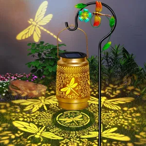 TEDOF Solar Lanterns Outdoor Waterproof Dragonfly Birthday Mothers Day Gifts for Women,Mom,Grandma,Hanging Metal Solar Garden Lights for Yard,Patio,Backyard,Porch
