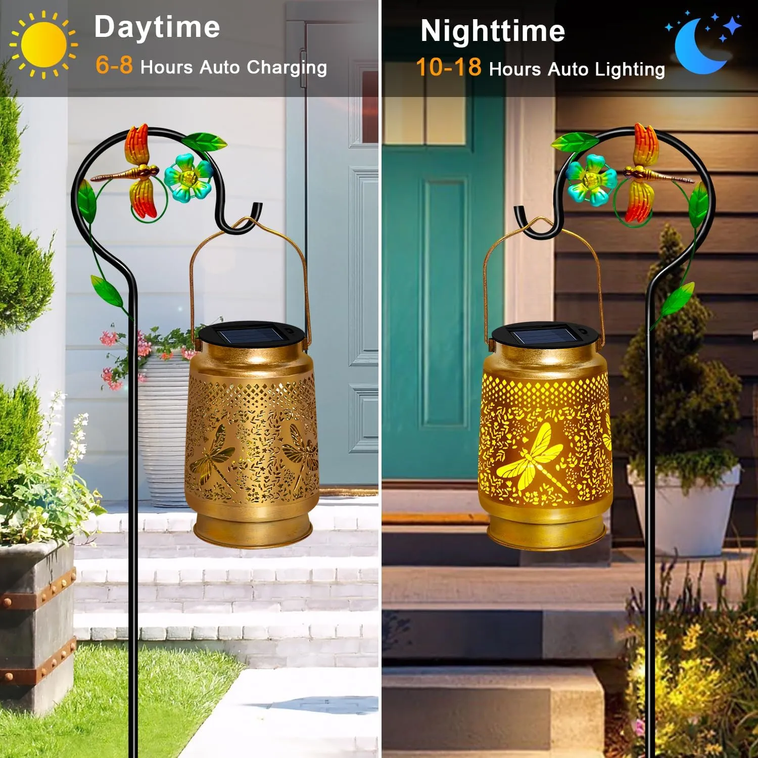 TEDOF Solar Lanterns Outdoor Waterproof Dragonfly Birthday Mothers Day Gifts for Women,Mom,Grandma,Hanging Metal Solar Garden Lights for Yard,Patio,Backyard,Porch