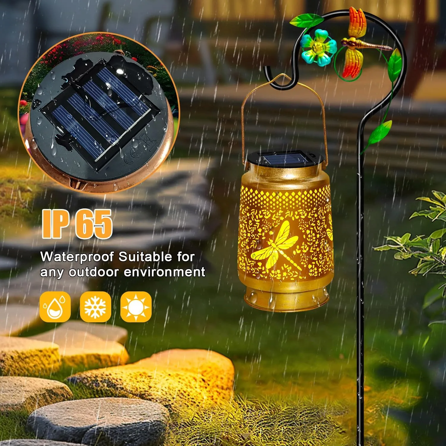 TEDOF Solar Lanterns Outdoor Waterproof Dragonfly Birthday Mothers Day Gifts for Women,Mom,Grandma,Hanging Metal Solar Garden Lights for Yard,Patio,Backyard,Porch