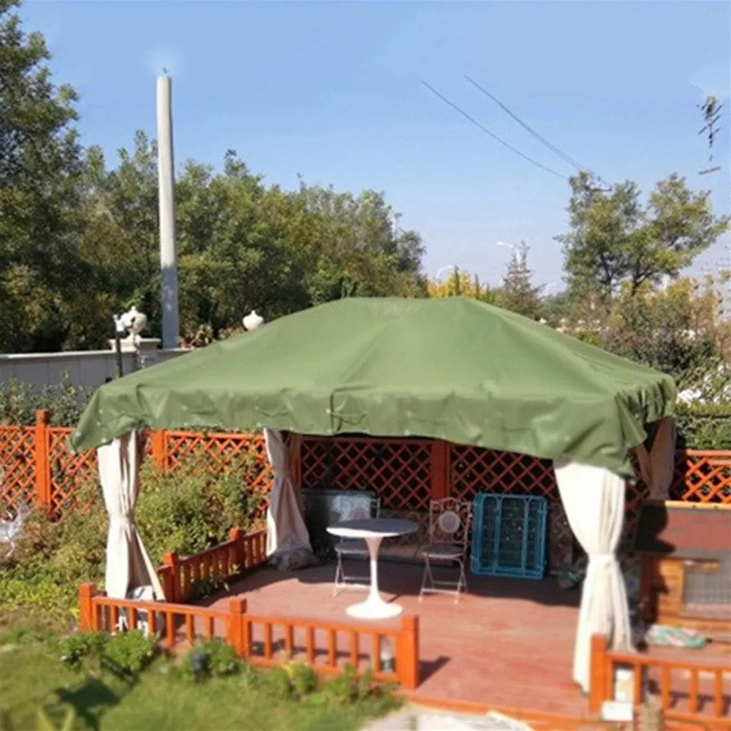 Tent Canvas Shade Cloth Tarpaulin Waterproof Heavy Duty Thicken Tarps Rainproof Cloth with Grommets, 6.5X9.8ft/2X3